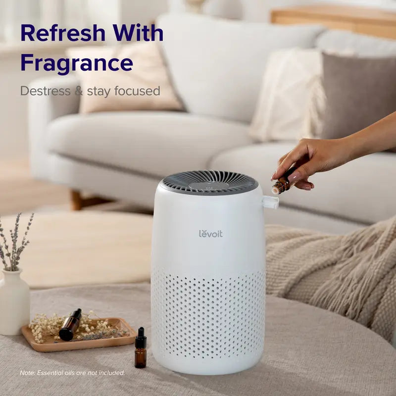 LEVOIT Air Purifiers for Bedroom Home, 3-In-1 Filter Cleaner with Fragrance Sponge for Better Sleep, Filters Smoke, Allergies, Pet Dander, Odor, Dust, Office, Desktop, Portable, Core Mini, White